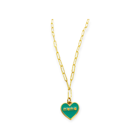 Necklace gold chain green mama